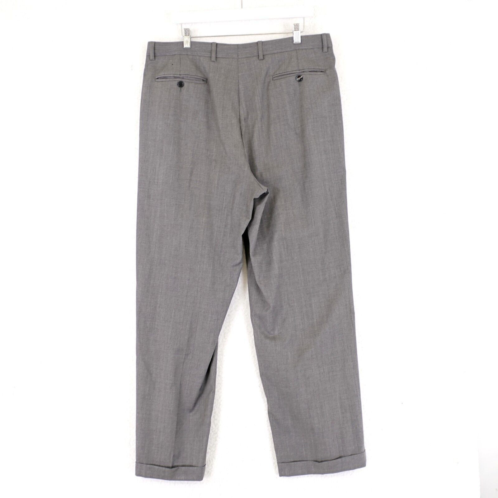 Zanella Zanella Wool Gray Dress Pants 36/31 High Rise Pleated Cuffed Size 36R - 5 Thumbnail