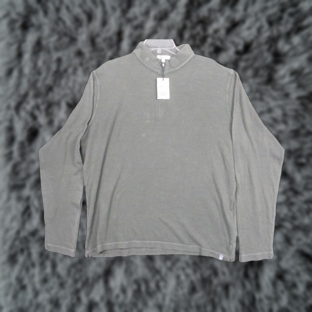 Peter Millar Peter Millar Seaside Sweater Large Gray 1/4 Zip Mock Neck Waffle Knit Mens Size US L / EU 52-54 / 3 - 1 Thumbnail