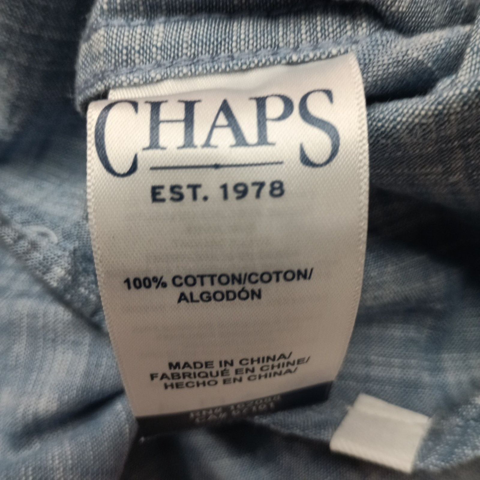 Chaps Chaps Seacoast Wash Chambray Woven Shirt Men's S Blue Shadow Size US S / EU 44-46 / 1 - 6 Thumbnail