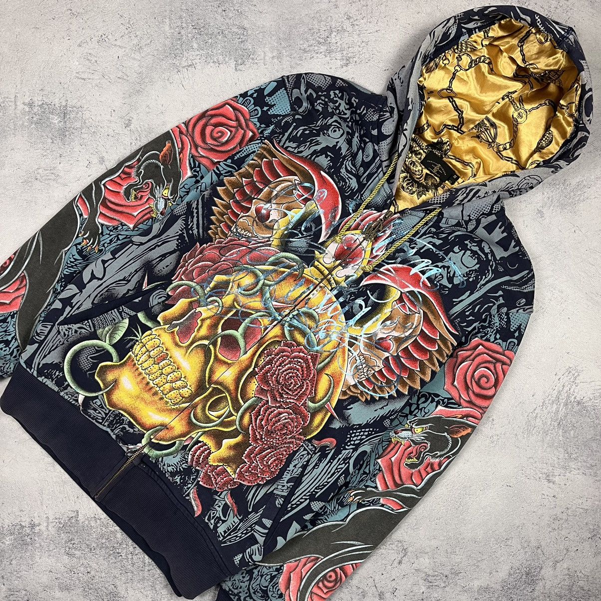 Vintage Christian Audigier y2k AOP rare hoodie 90’s