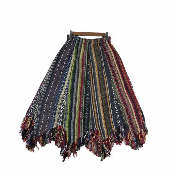 Vintage Vtg 90’ HAND KNIT Navajo Aztec Made In Nepal Skirt Bottom Size 24" / US 00 / IT 34 - 1 Thumbnail