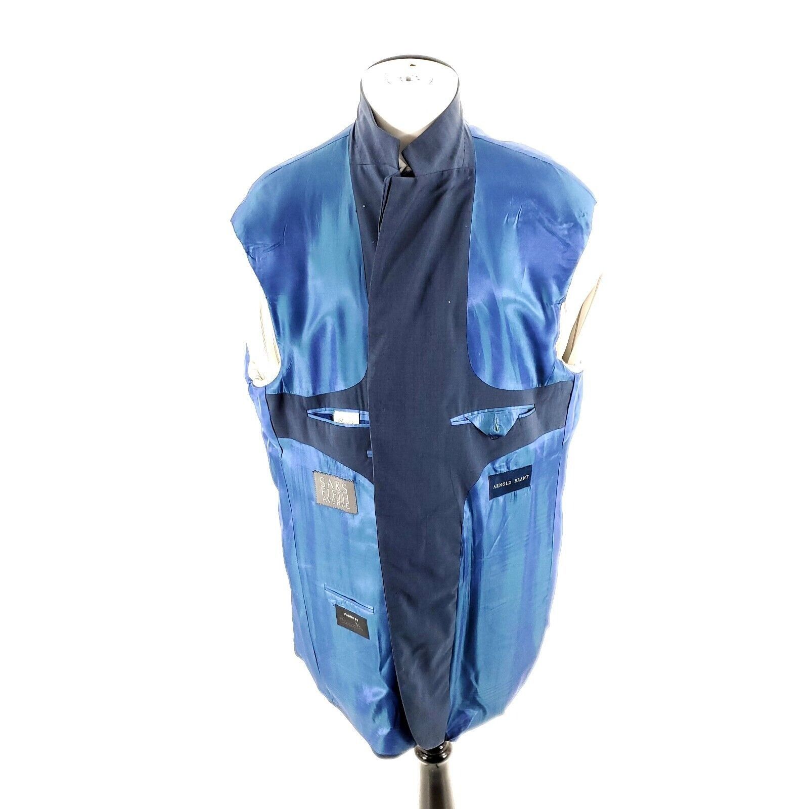 Arnold Brant DAMAGED Arnold Brant Marzotto Wool 3 Button Blazer 48L Blue Size 48L - 14 Thumbnail