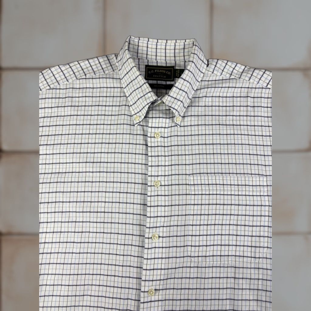 Filson VINTAGE Filson Shirt Men L White Plaid Button-Down Cotton Regular Size Large Size US L / EU 52-54 / 3 - 1 Thumbnail