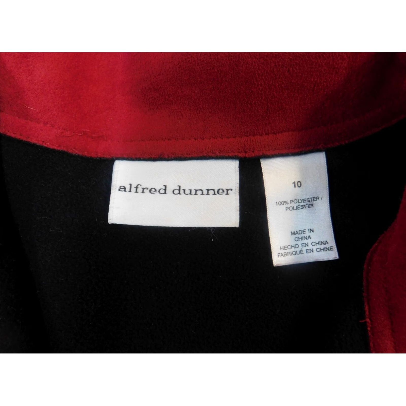 Vintage Alfred Dunner Jacket Red Trench Coat Womens Size 10 Long Sleeve Button Collared Solid Knit Polyester Designer Fall Spring Size L / US 10 / IT 46 - 4 Thumbnail