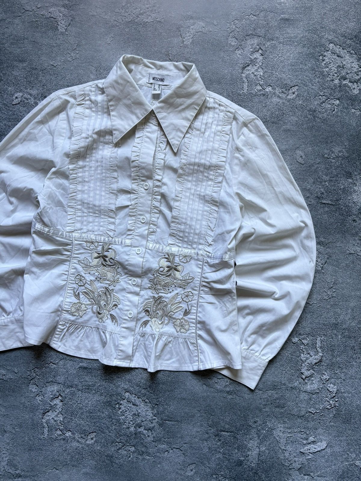 Moschino Vintage Moschino Luxury Embroidered Floral Elegant Blouse Size XS / US 0-2 / IT 36-38 - 3 Thumbnail