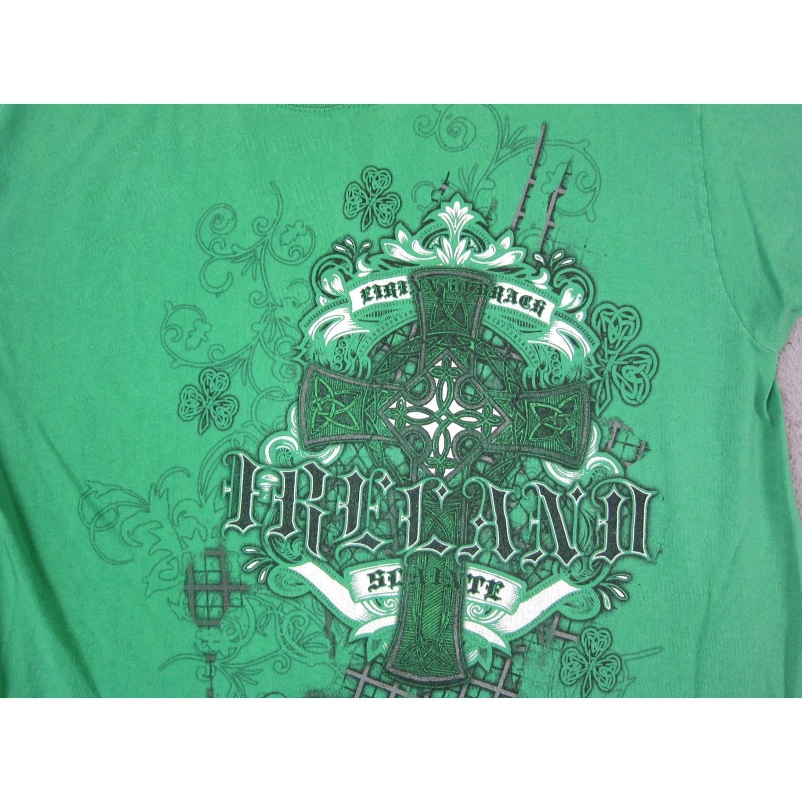 Fruit Of The Loom Vintage Ireland Shirt Adult Medium Green Celtic Cross Graphic Shamrock Tee Size US M / EU 48-50 / 2 - 2 Thumbnail