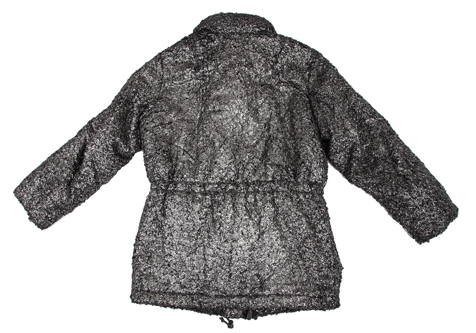 Issey Miyake Foil Print Fur Half Coat in Black Silver, Size M Size US M / EU 48-50 / 2 - 15 Thumbnail