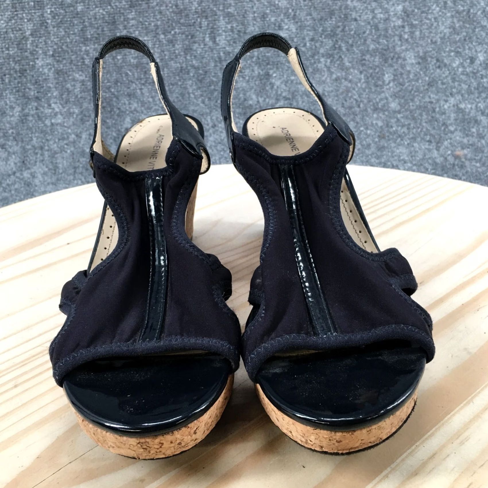 Vintage Adrienne Vittadini Sandals Womens 8 M Collyn Wedge Cork Heels Slingback Blue Size US 8 / IT 38 - 5 Thumbnail