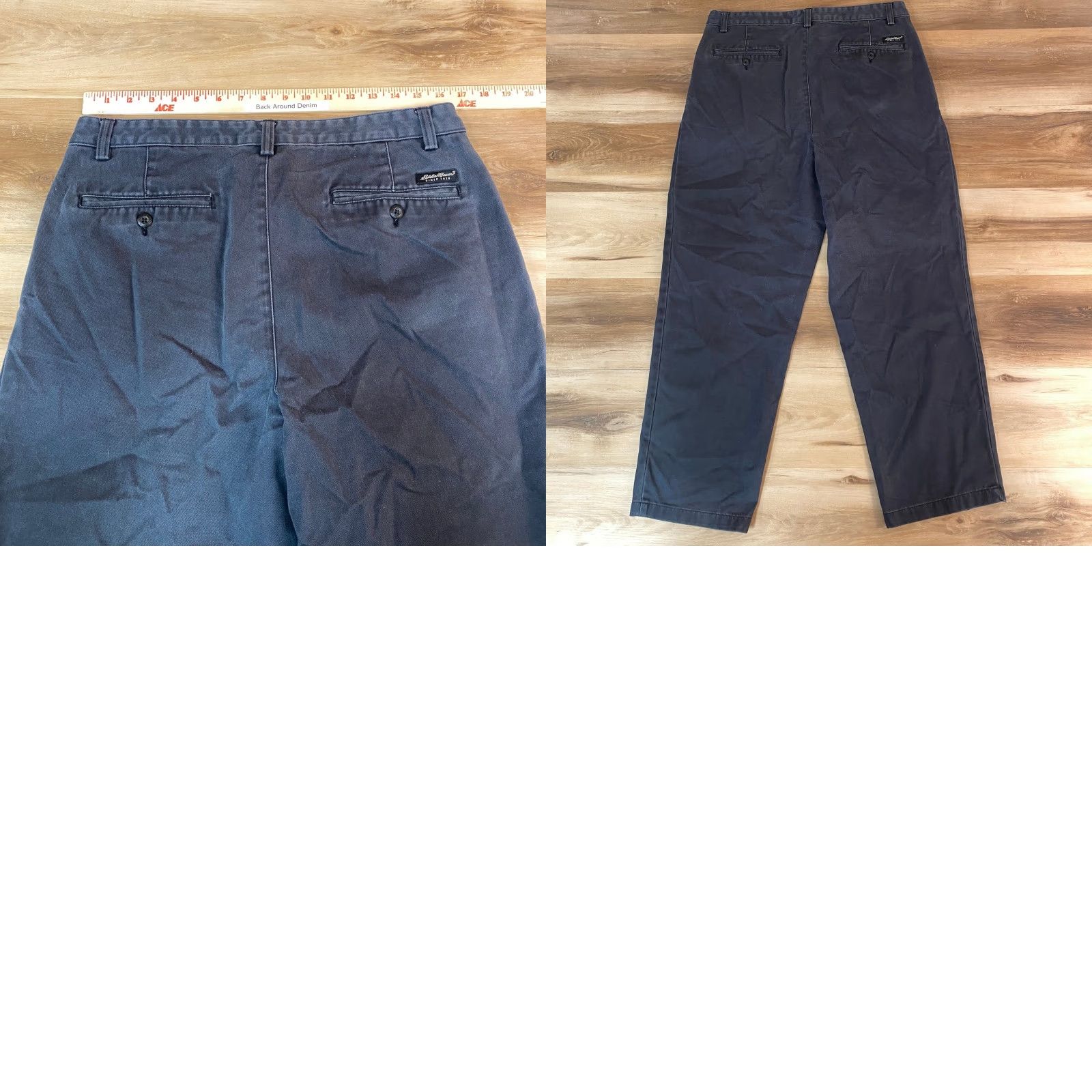 Eddie Bauer Eddie Bauer Mens Chino Pants Pleated Classic Fit Wrinkle Resistant Gray 35x30 Slant Pockets Work Casual Navy Blue Cotton Blend Button Zip Regular Mens Size US 35 - 8 Thumbnail