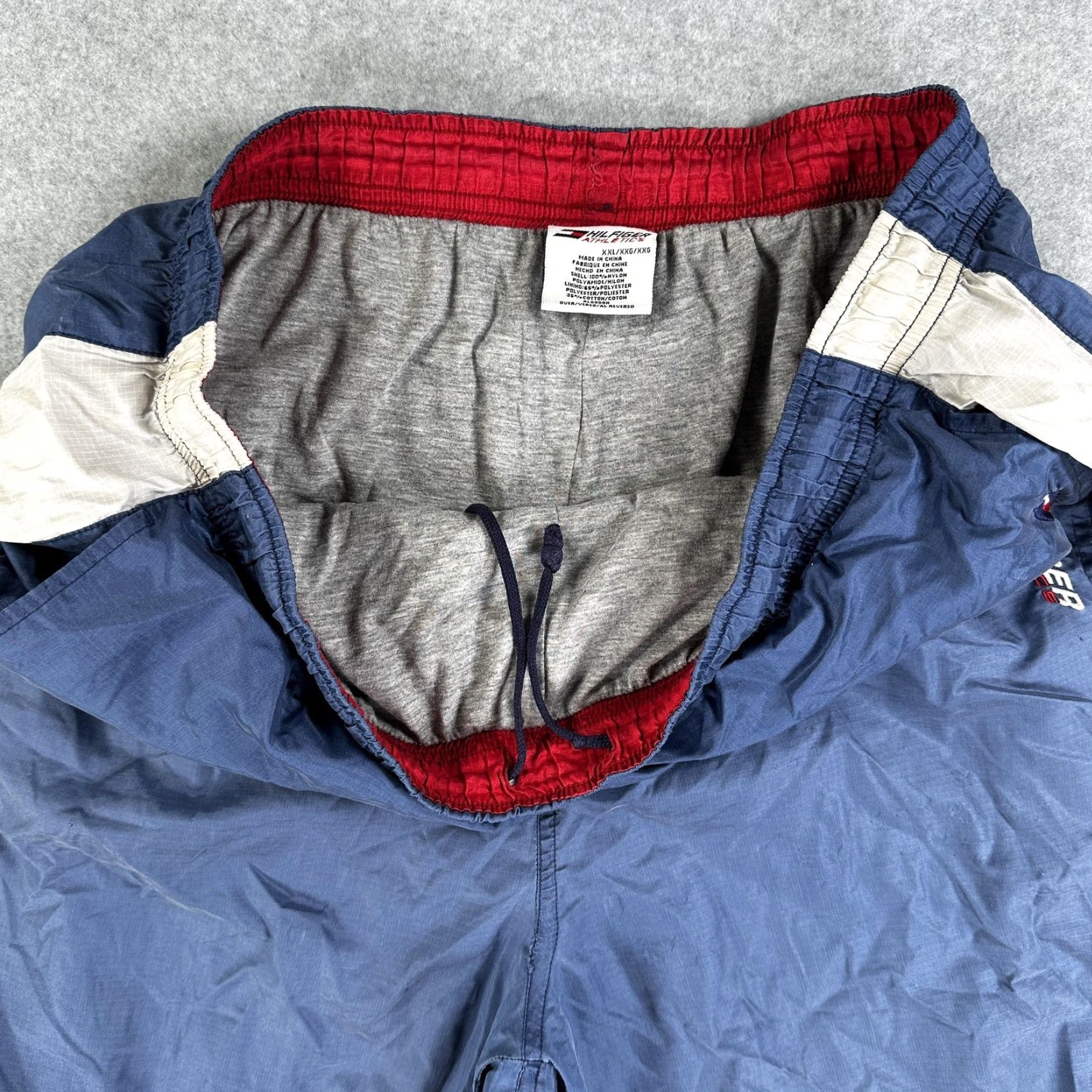 Tommy Hilfiger Tommy Hilfiger Athletics Pants Mens 2XL Colorblock Track Pants Navy Blue Red Beige Pockets Drawstring Zip Ankle Size US 39 - 4 Thumbnail