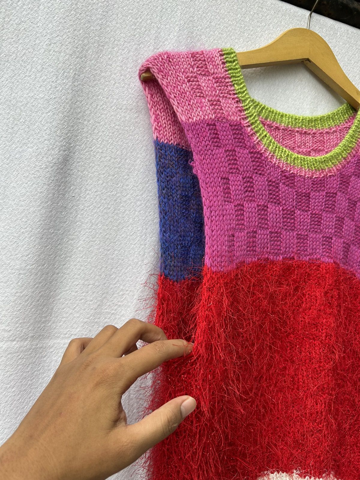 Japanese Brand Fuzzy mohair vest knitted styled issey Size US L / EU 52-54 / 3 - 4 Thumbnail