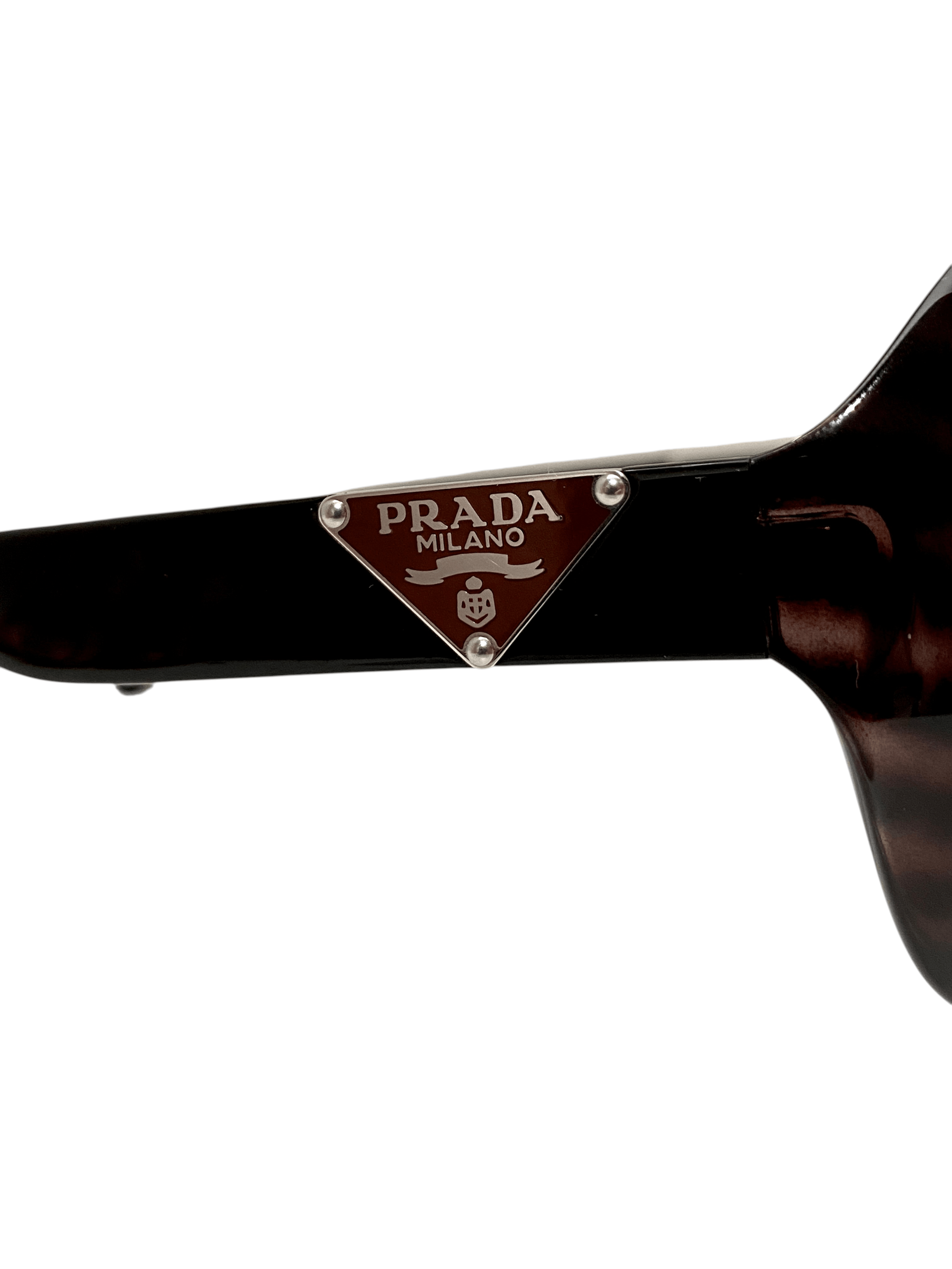 Prada Prada Milano Triangle Logo Oval Brown Oversized Sunglasses Size ONE SIZE - 6 Thumbnail
