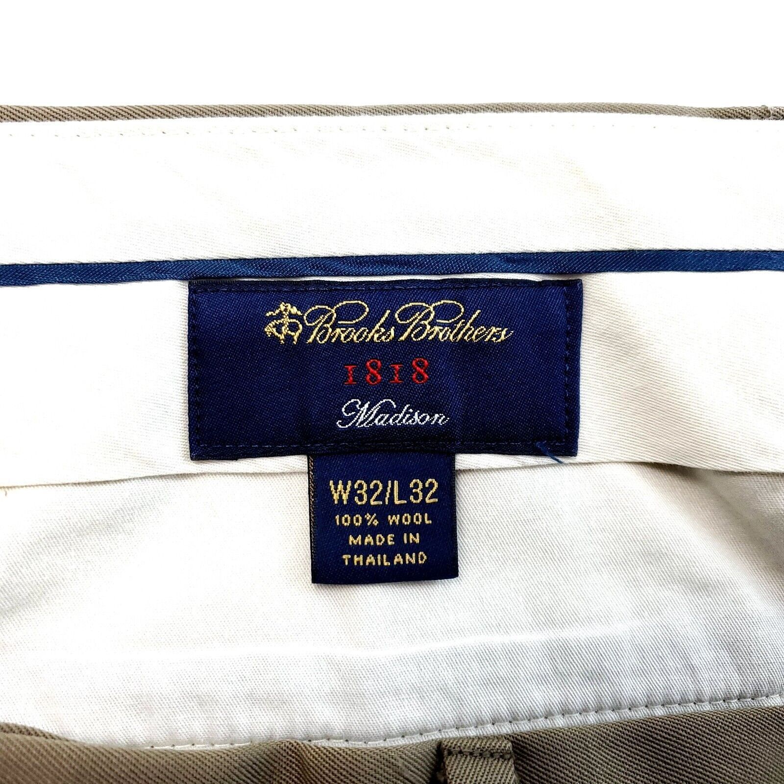 Brooks Brothers Brooks Brothers 1818 Madison Wool Tan Flat Front Tan Mid Ris Size 34R - 4 Thumbnail
