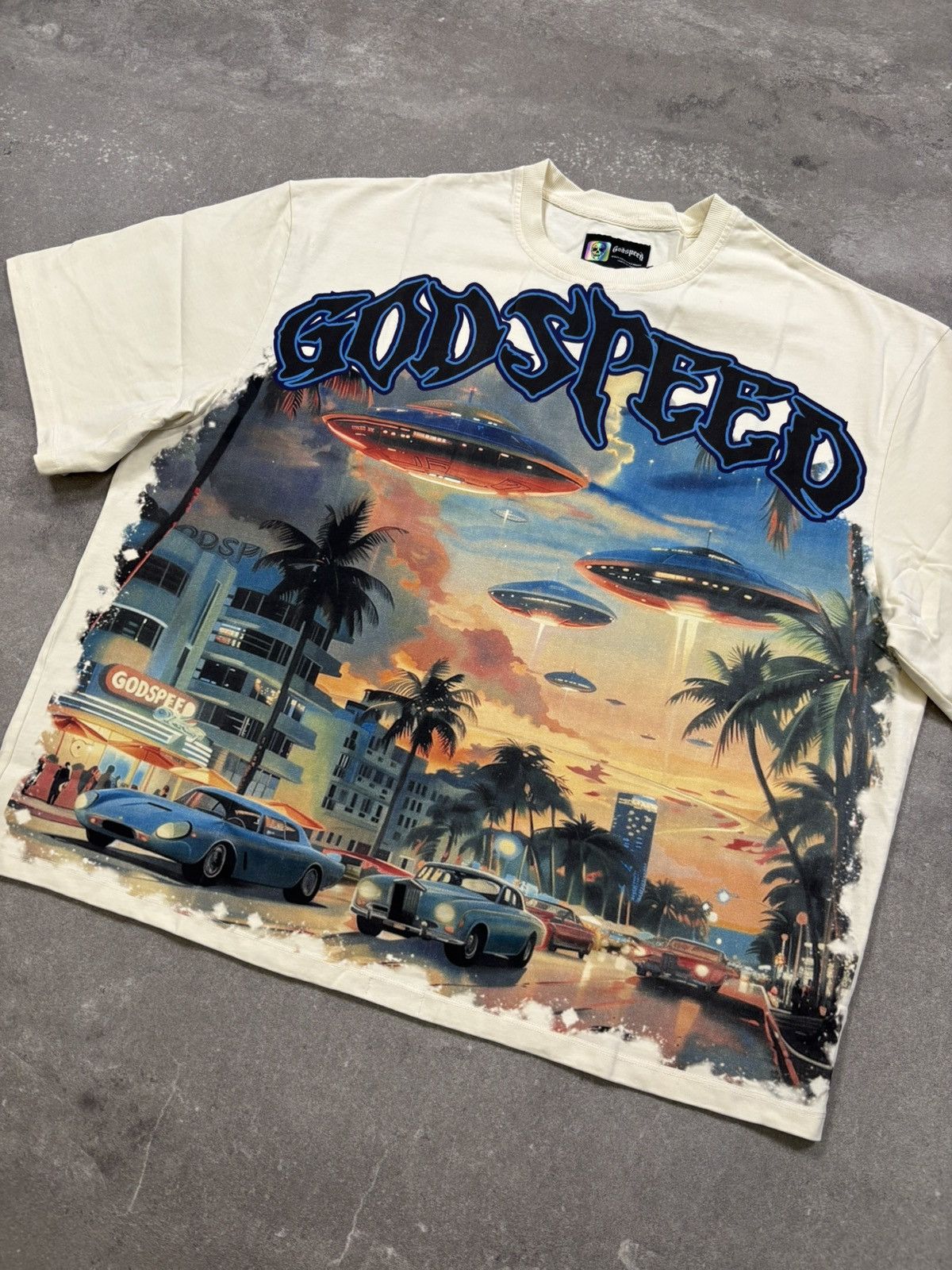 Godspeed Godspeed Miami UFO T-Shirt, Cream Size US XL / EU 56 / 4 - 4 Thumbnail