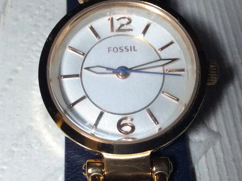 Fossil Fossil ladies gold dial navy leather strap watch Size ONE SIZE - 12 Thumbnail
