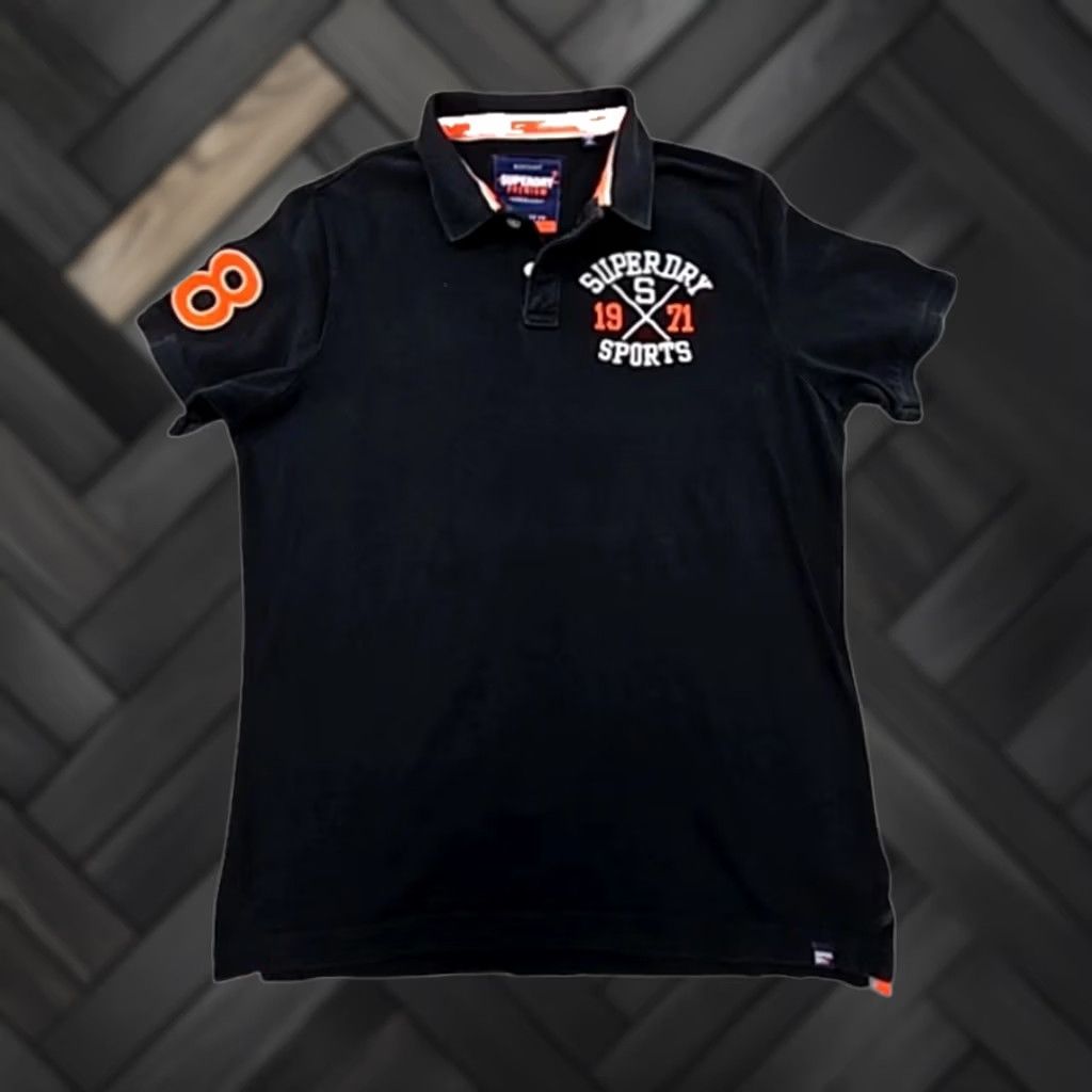 Superdry Superdry Black Mens XXL Short Sleeve Polo Shirt Orange Accents Size US XXL / EU 58 / 5 - 1 Thumbnail