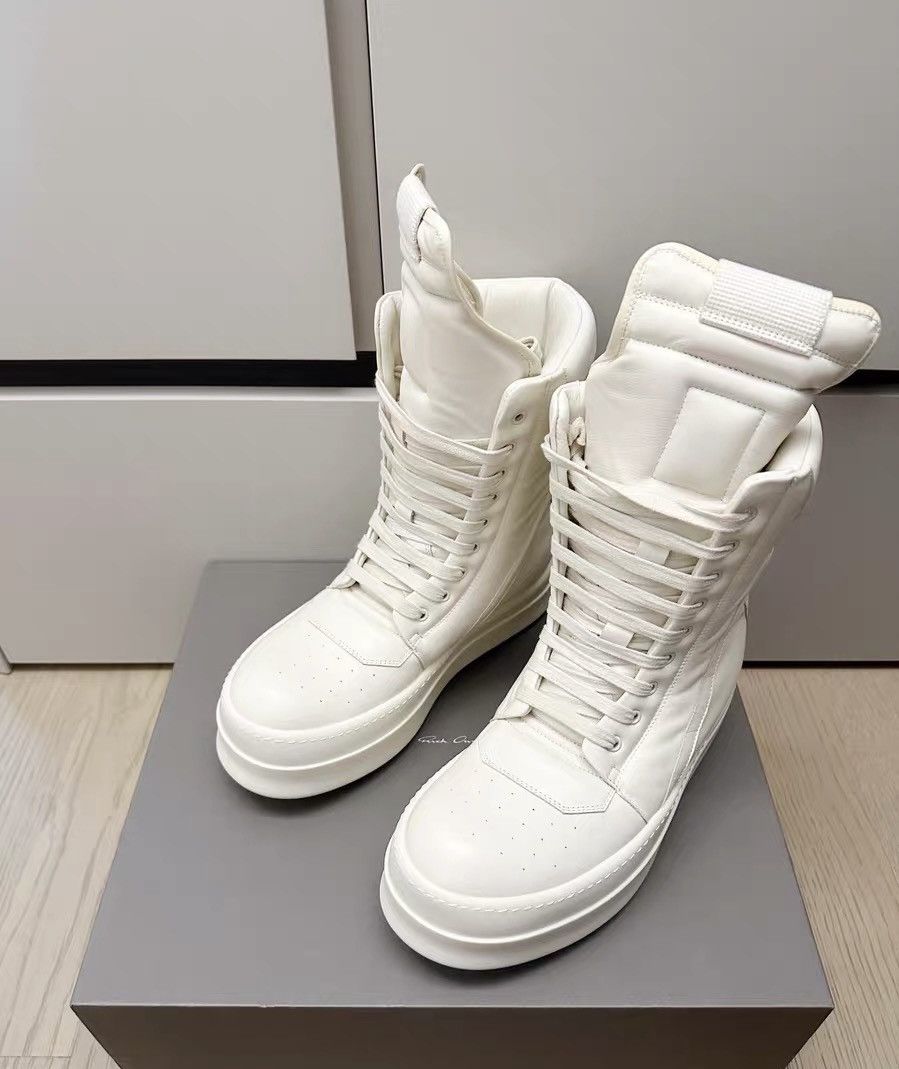 Rick Owens Rick Owens Triple White Geobasket High-Top Sneakers Size US 8.5 / EU 41-42 - 3 Thumbnail