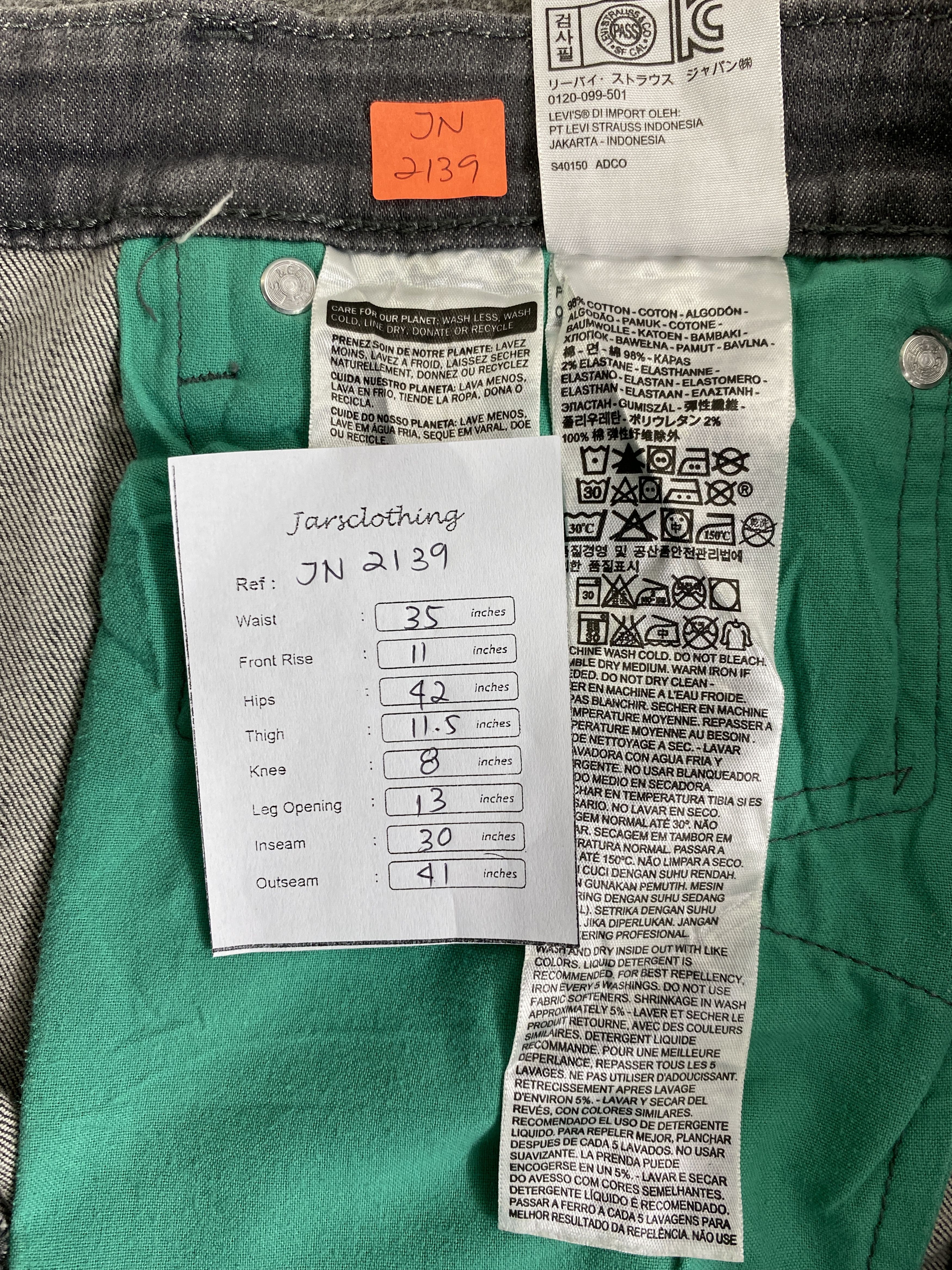 Levi's Grey Vintage Levi's 511 Jeans 35x30 Denim -JN2139 Size US 35 - 9 Thumbnail