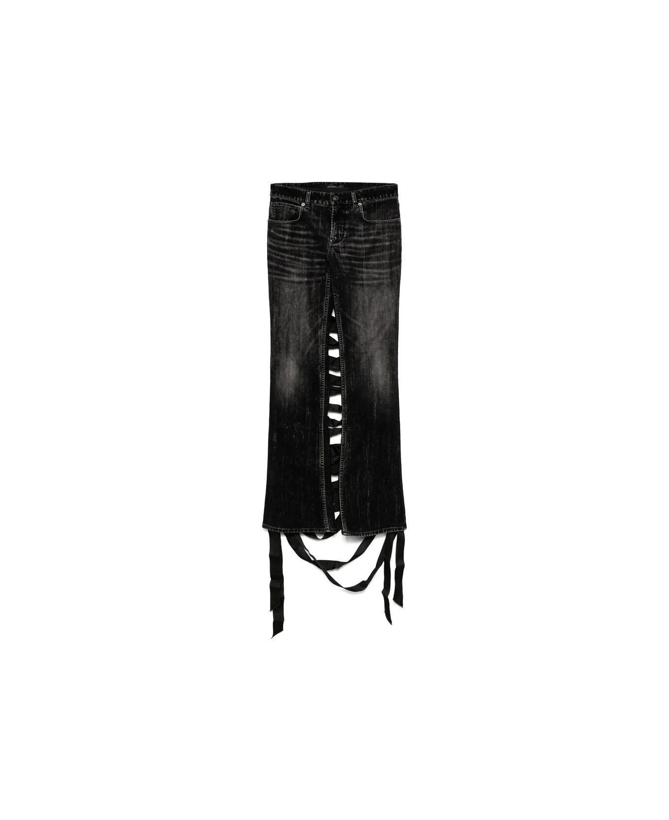 Balenciaga lace-up pants in black shiny denim Size 30" / US 8 / IT 44 - 1 Thumbnail