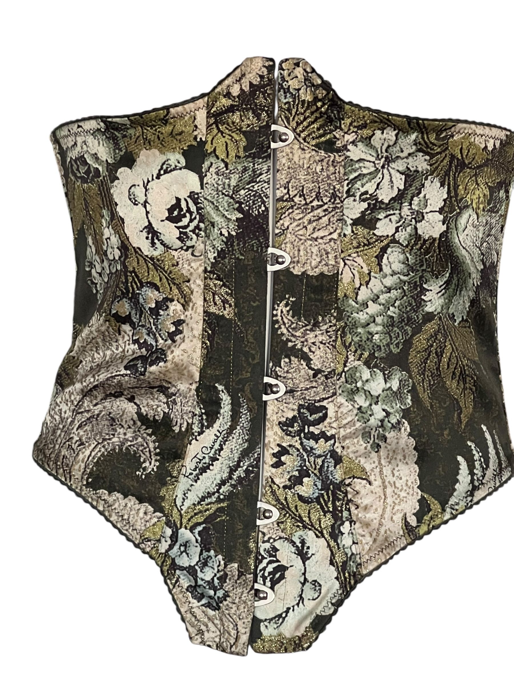 Roberto Cavalli Roberto Cavalli 2001 Floral Laced Corset Size XL / US 12-14 / IT 48-50 - 3 Thumbnail
