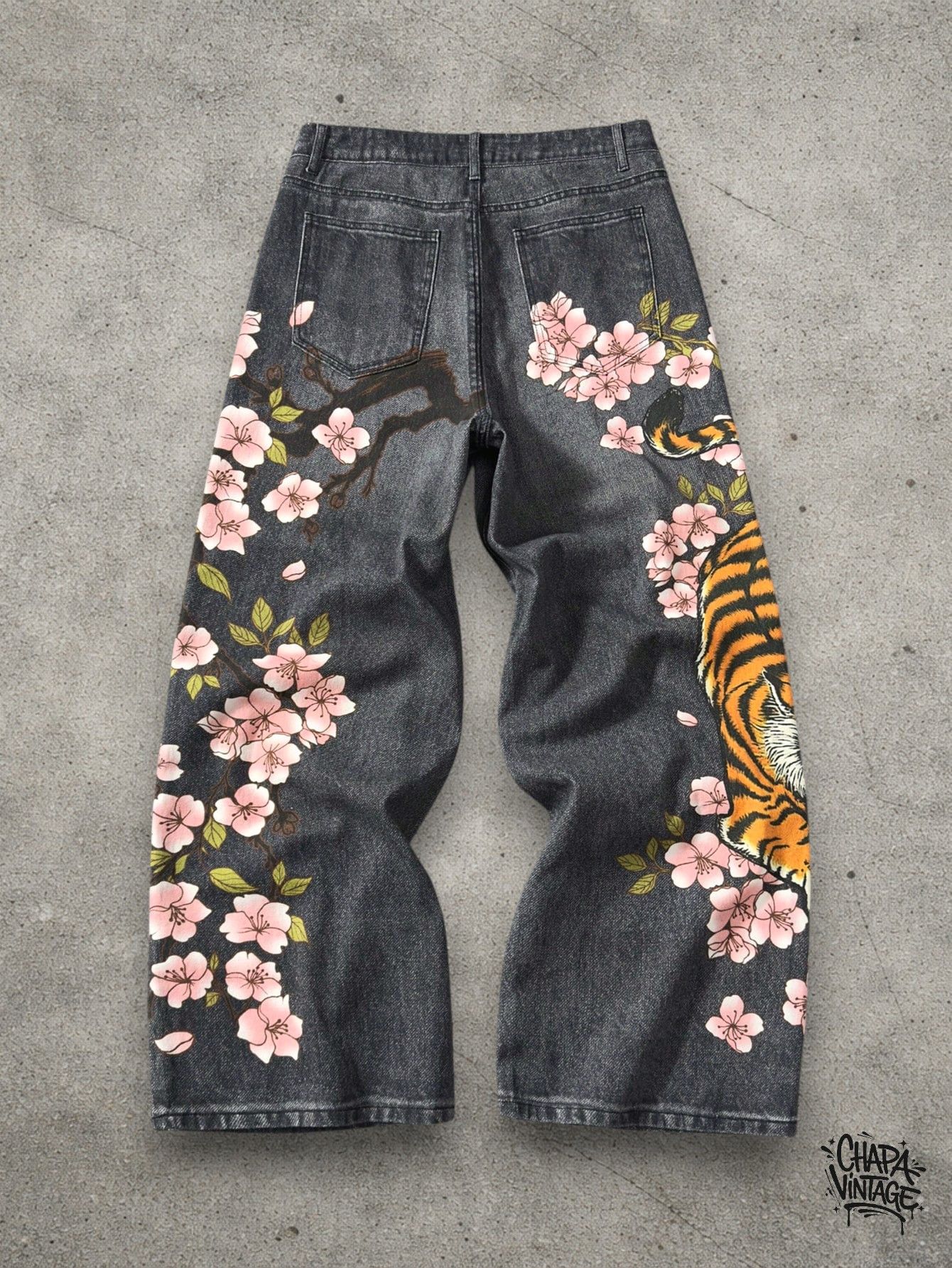 Vintage Anime graphic floral jeans Size US 32 / EU 48 - 4 Thumbnail