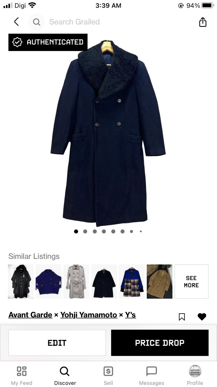 Y's Y's AW1999 SHERPA NECK SHAWL WOOL OVERCOAT #7785-176 Size S / US 4 / IT 40 - 17 Thumbnail