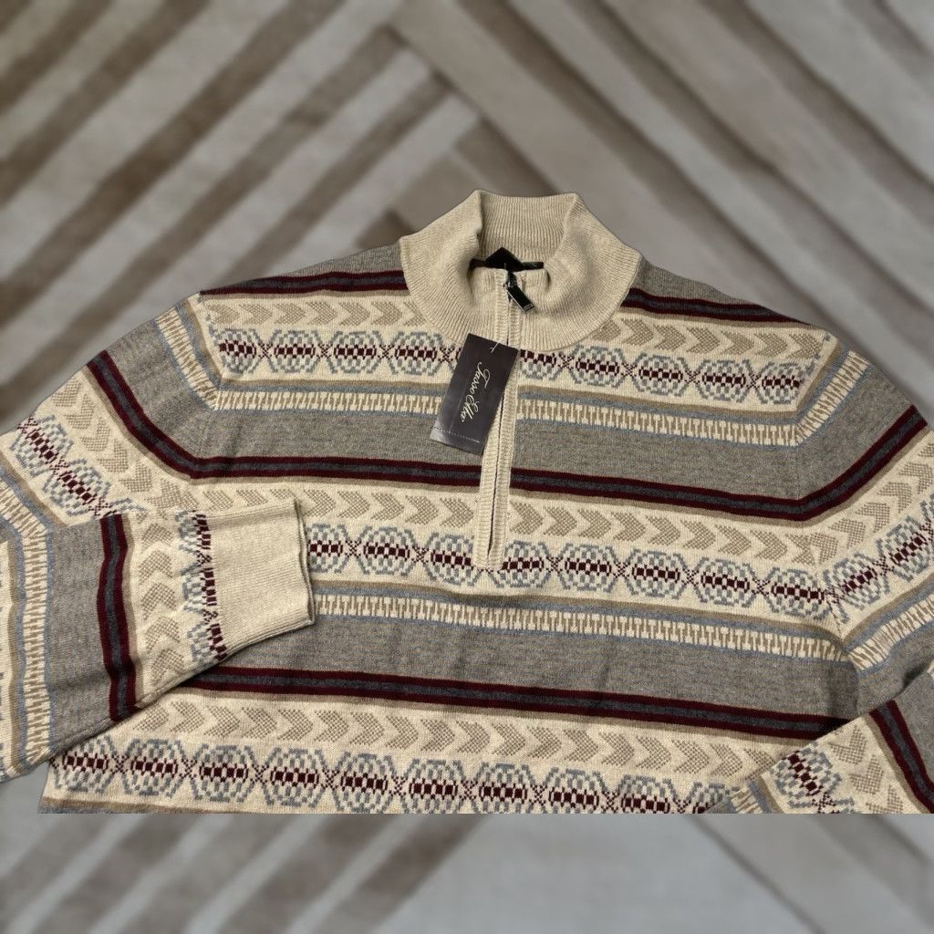Tasso Elba Tasso Elba Sweater 1/4 Zip Pullover Men L Fair Isle Multicolor Knit Cashmere Blend Size US L / EU 52-54 / 3 - 1 Thumbnail