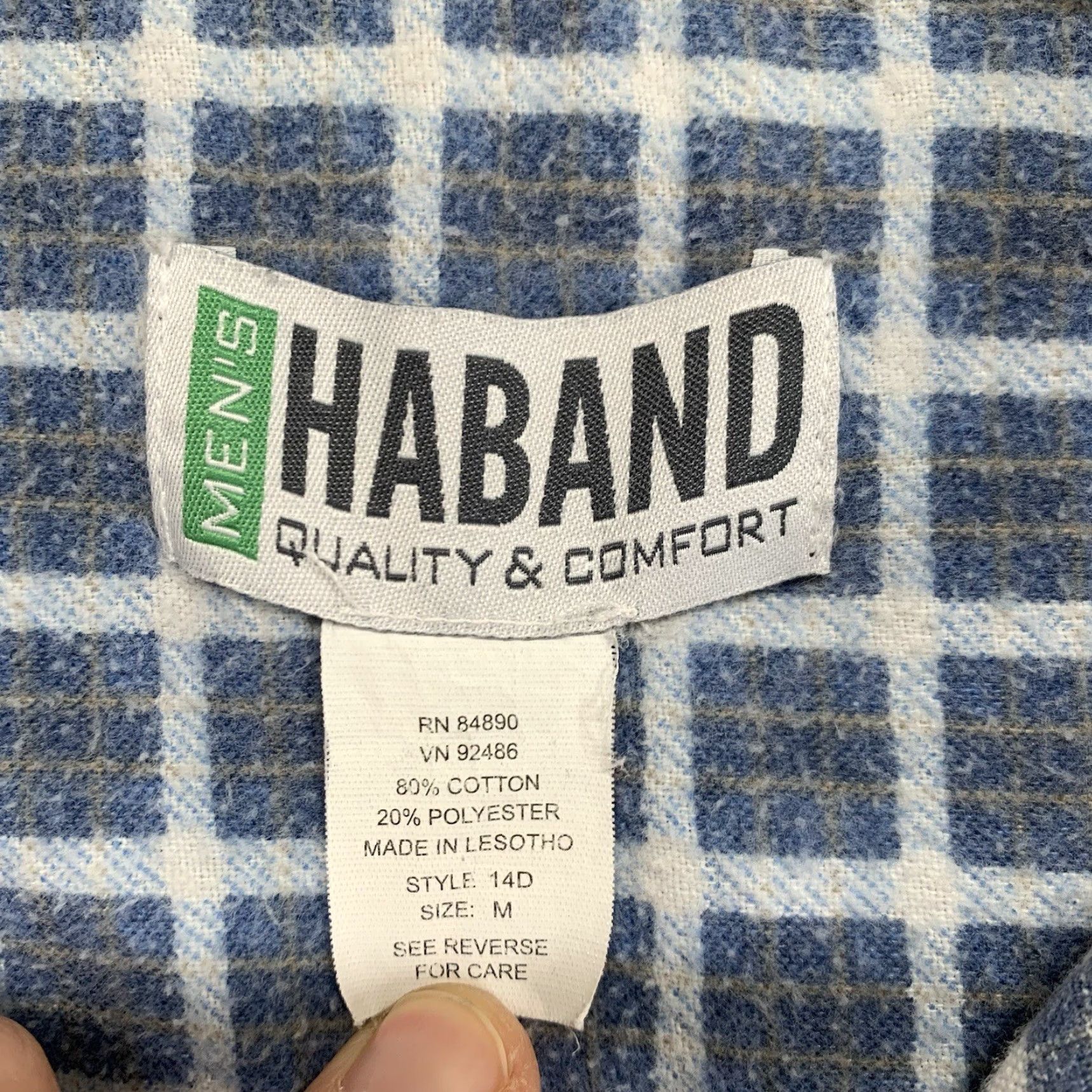 Haband VINTAGE 90s Pearl Snap Plaid Flannel Shirt Men Medium Blue Grunge Western Cotton Blend Size US M / EU 48-50 / 2 - 7 Thumbnail