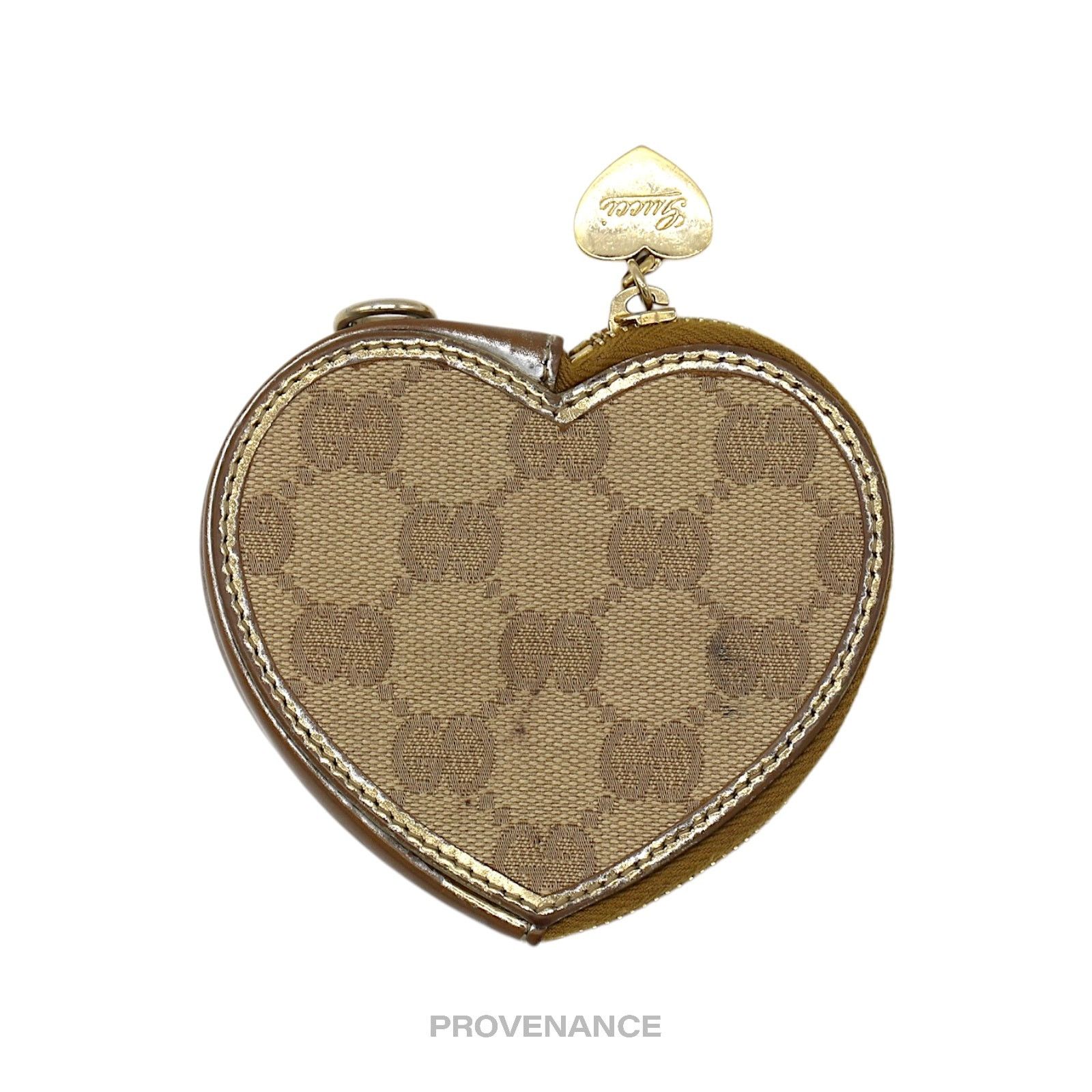 Gucci 🔴 Gucci GG Canvas Coin Wallet - Bronze Heart Metallic Size ONE SIZE - 2 Thumbnail