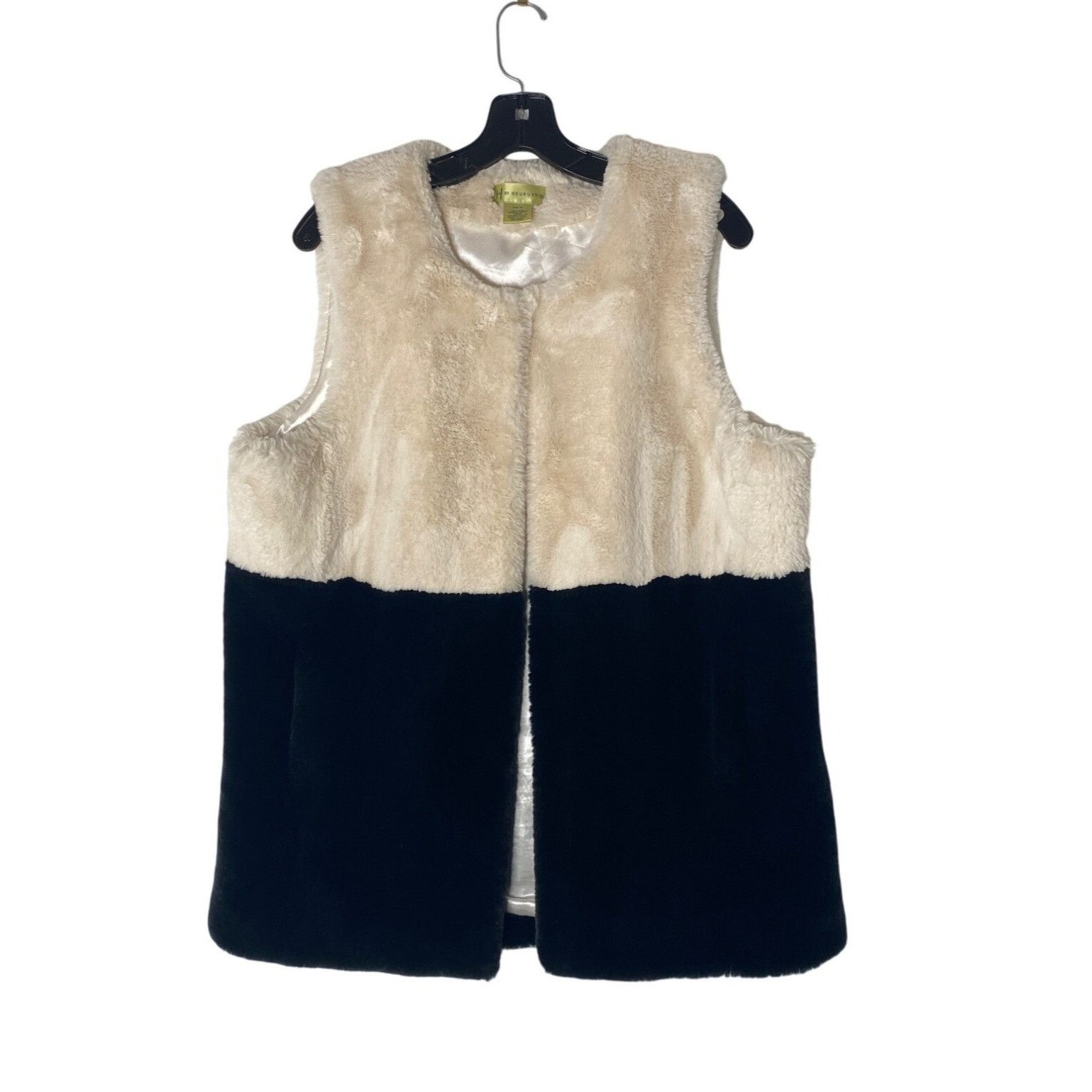 Designer H BY HEURUEH WOMEN'S BLACK AND WINTER WHITE FAUX FUR VEST SZ Size M / US 6-8 / IT 42-44 - 1 Thumbnail