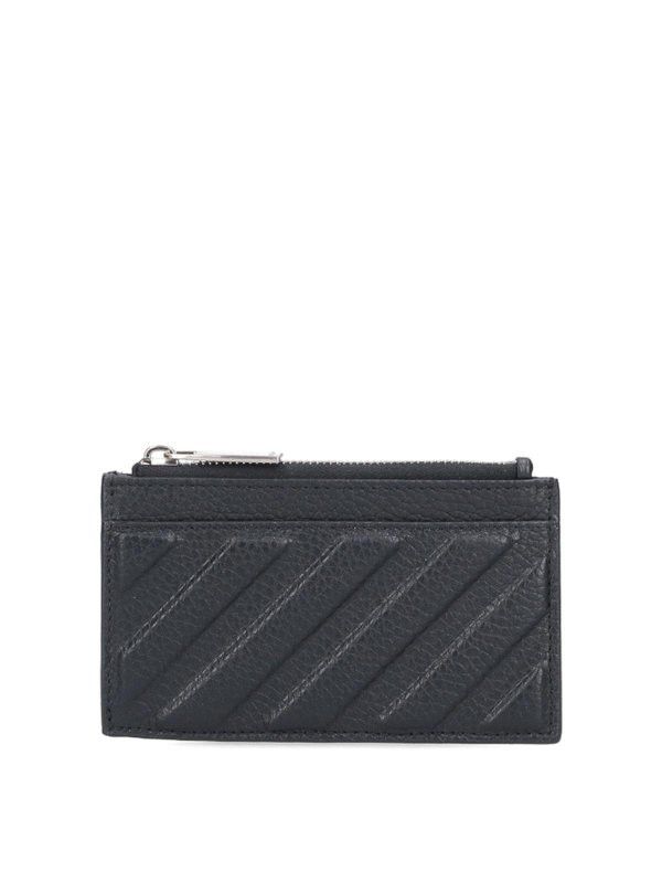 Off-White o1s22i1n1124 Size: OS / Leather Diag Card Holder in Black Size ONE SIZE - 1 Thumbnail