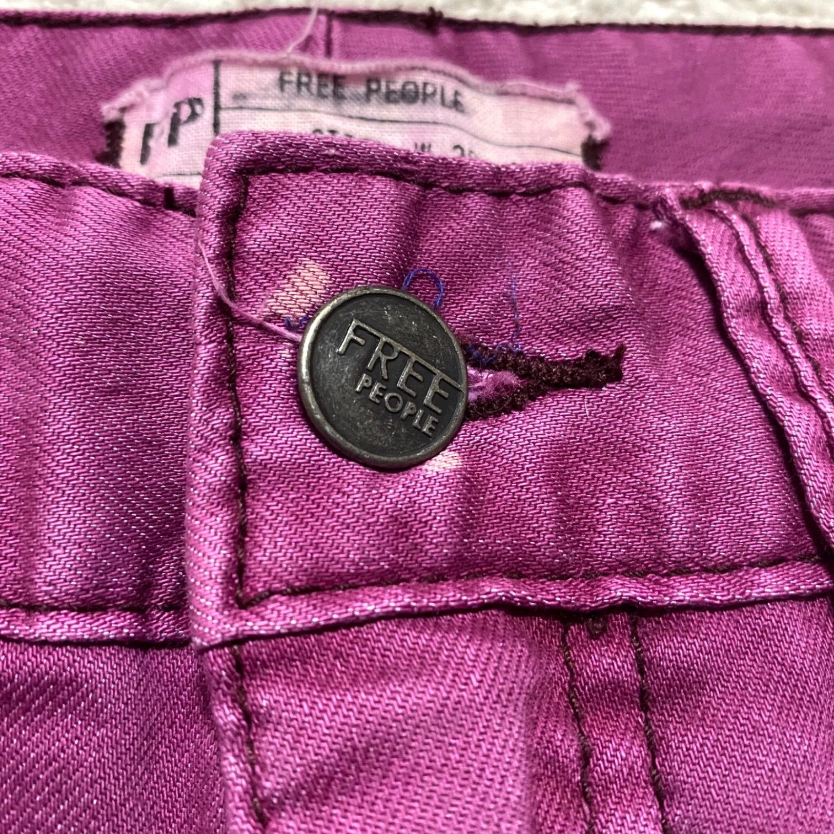 Free People Free People Womens Jeans 29 Pink Denim Slim Straight Mid Rise Dark Wash Size 24" / US 00 / IT 34 - 6 Thumbnail