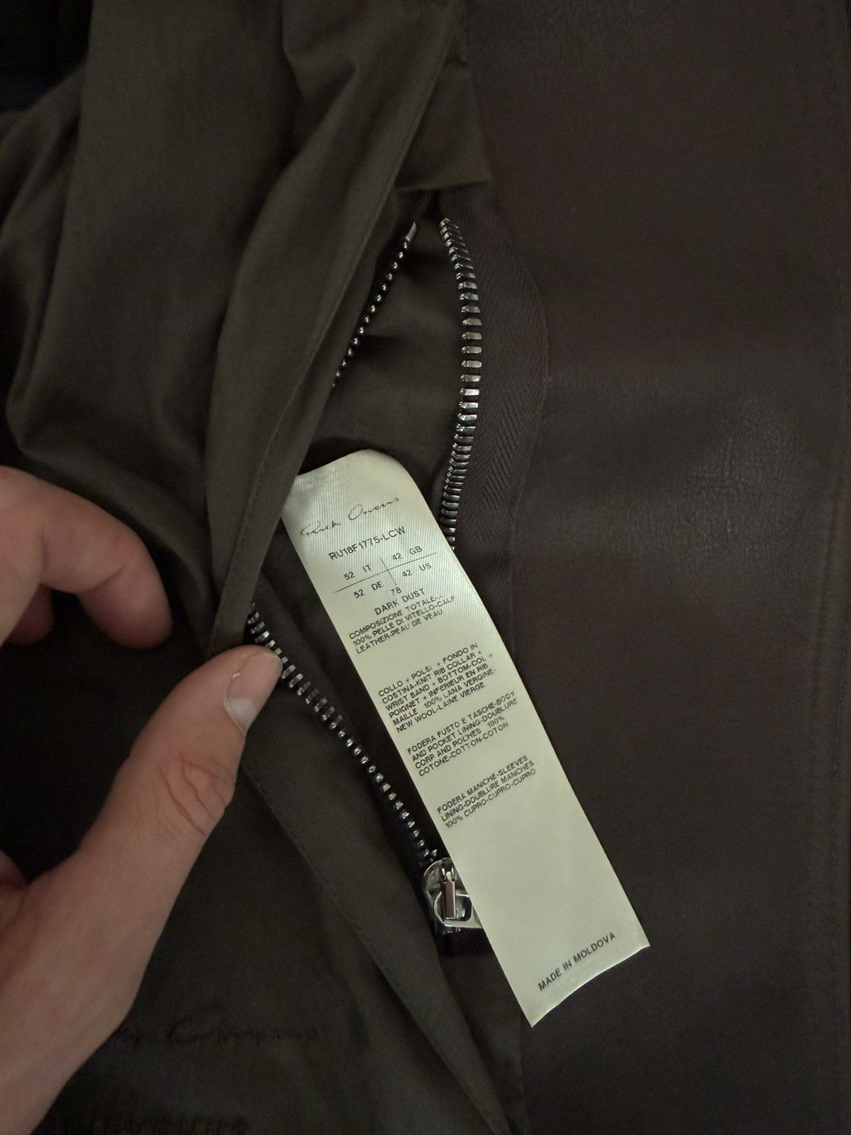 Rick Owens FW18 Sisyphus Dark Dust Leather Flight Bomber Size US L / EU 52-54 / 3 - 4 Thumbnail