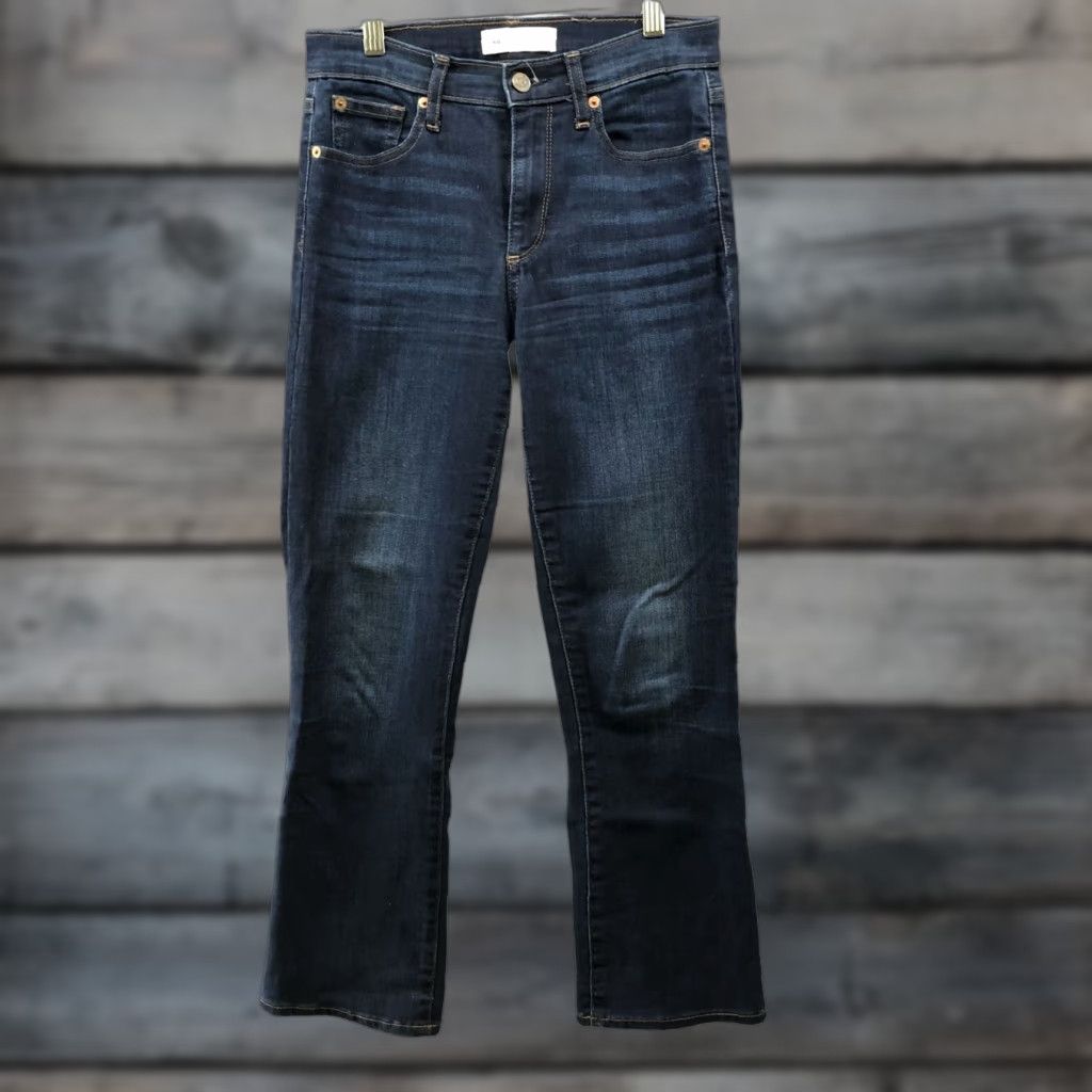 Gap Gap Crop Flare High Rise Jean Womens 25R Blue Dark Wash Stretch Denim Cotton Blend 5-Pocket Inseam 25in Slim Cropped Size 42" / US 20 - 1 Thumbnail