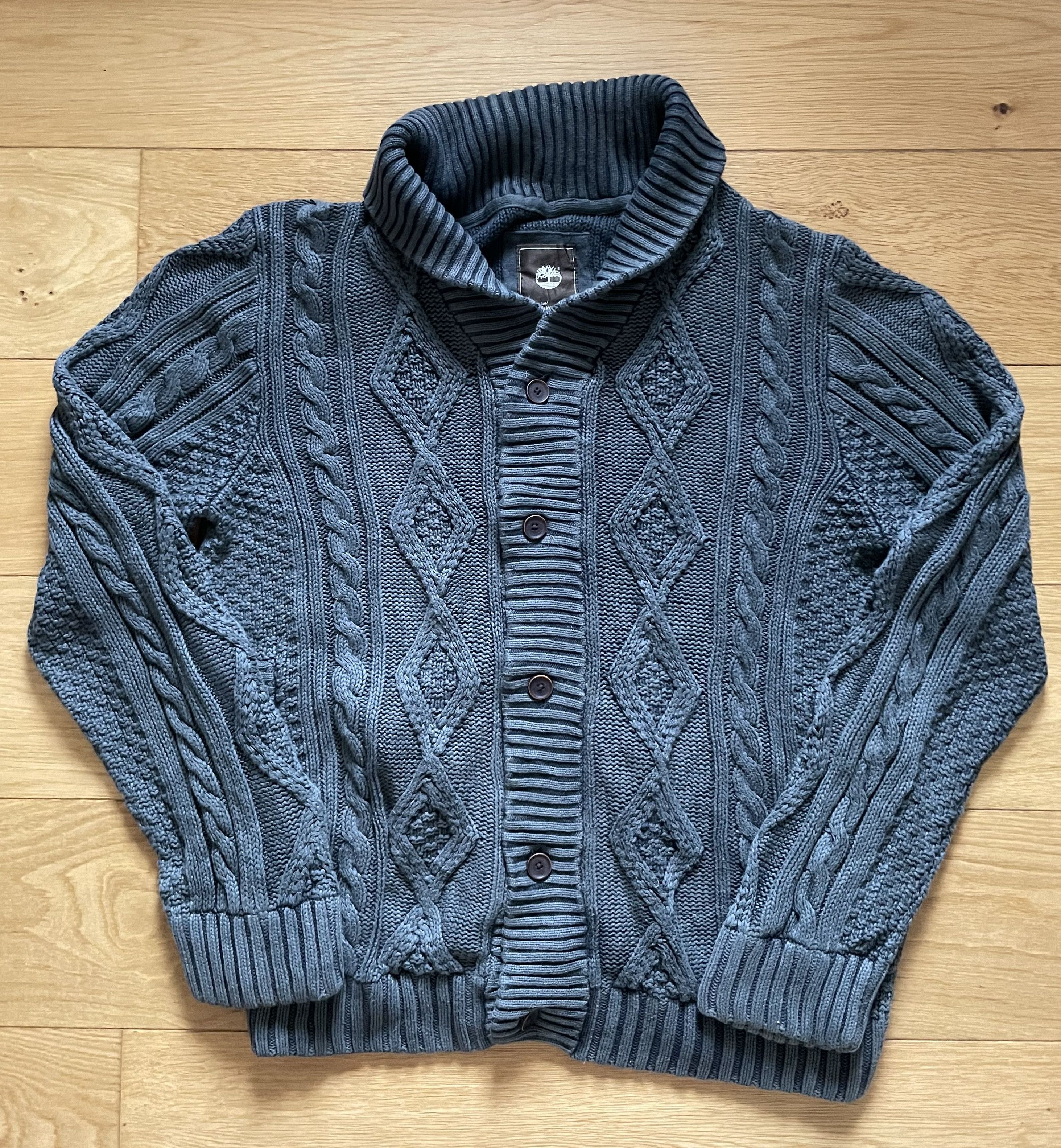 Timberland Timberland Chunky Cable Knit Cardigan Grey Button Up Sweater Size US XXL / EU 58 / 5 - 1 Thumbnail
