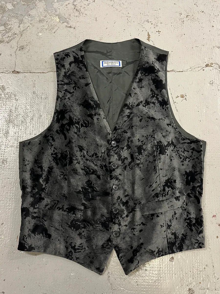 Yves Saint Laurent Yves Saint Laurent Velvet Erosion Black Vest Size US S / EU 44-46 / 1 - 1 Thumbnail