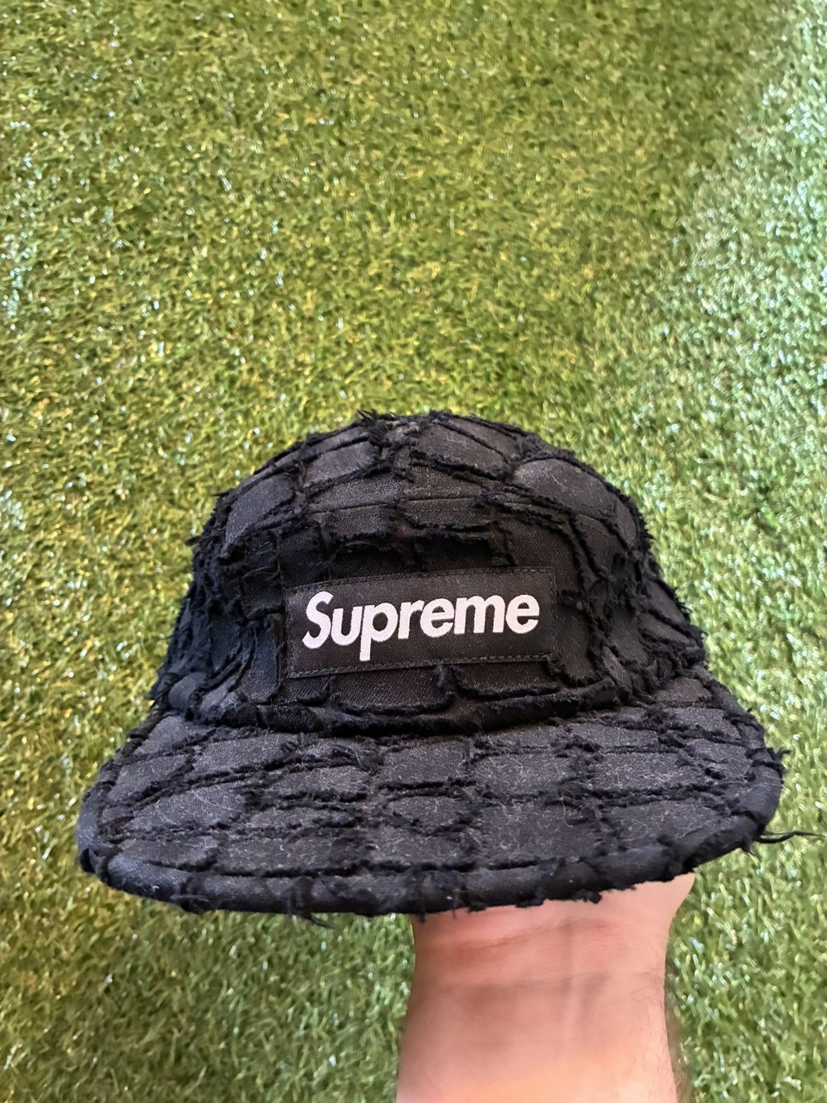 Supreme Supreme Frayed Croc Denim Camp Cap Indigo | Grailed