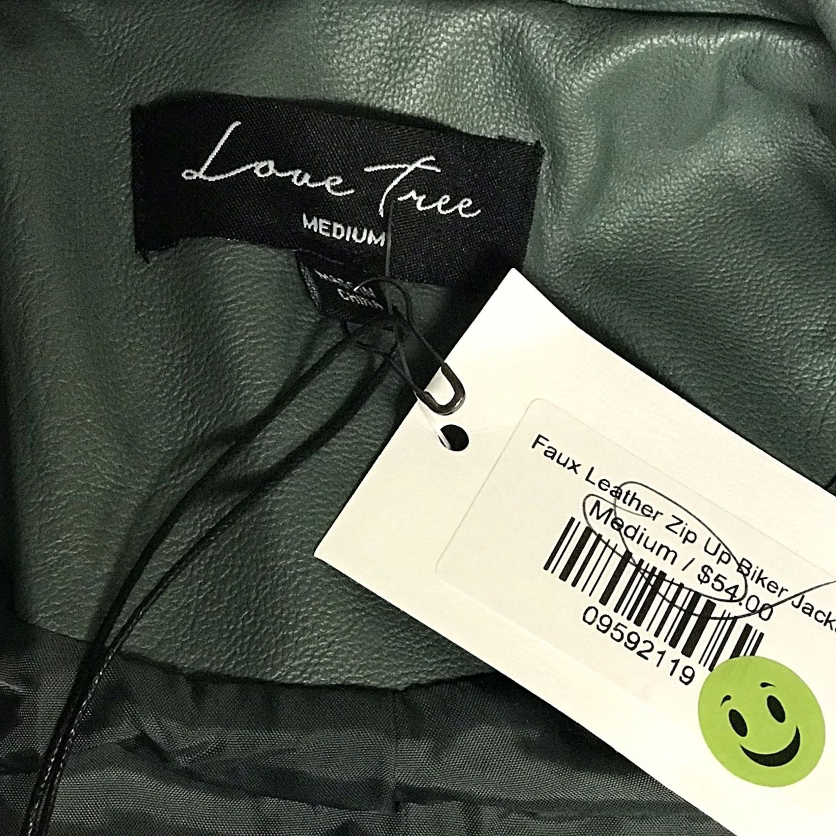 Vintage Love Tree Women Green Faux Leather Asymmetrical Zip Cropped Motorcycle Jacket M Size M / US 6-8 / IT 42-44 - 3 Thumbnail