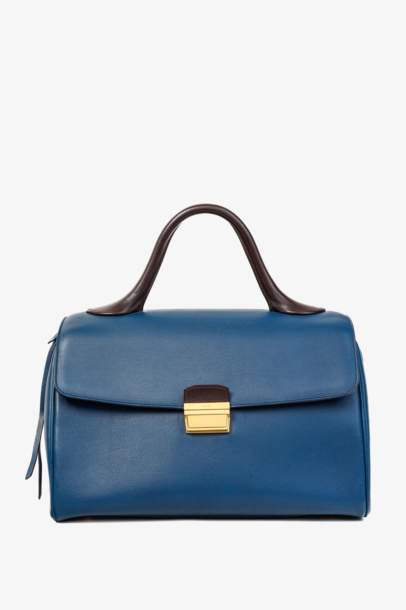 Celine Celine AW/14 Top Handle Blue Leather Brown-Trim Bag Size ONE SIZE - 1 Thumbnail