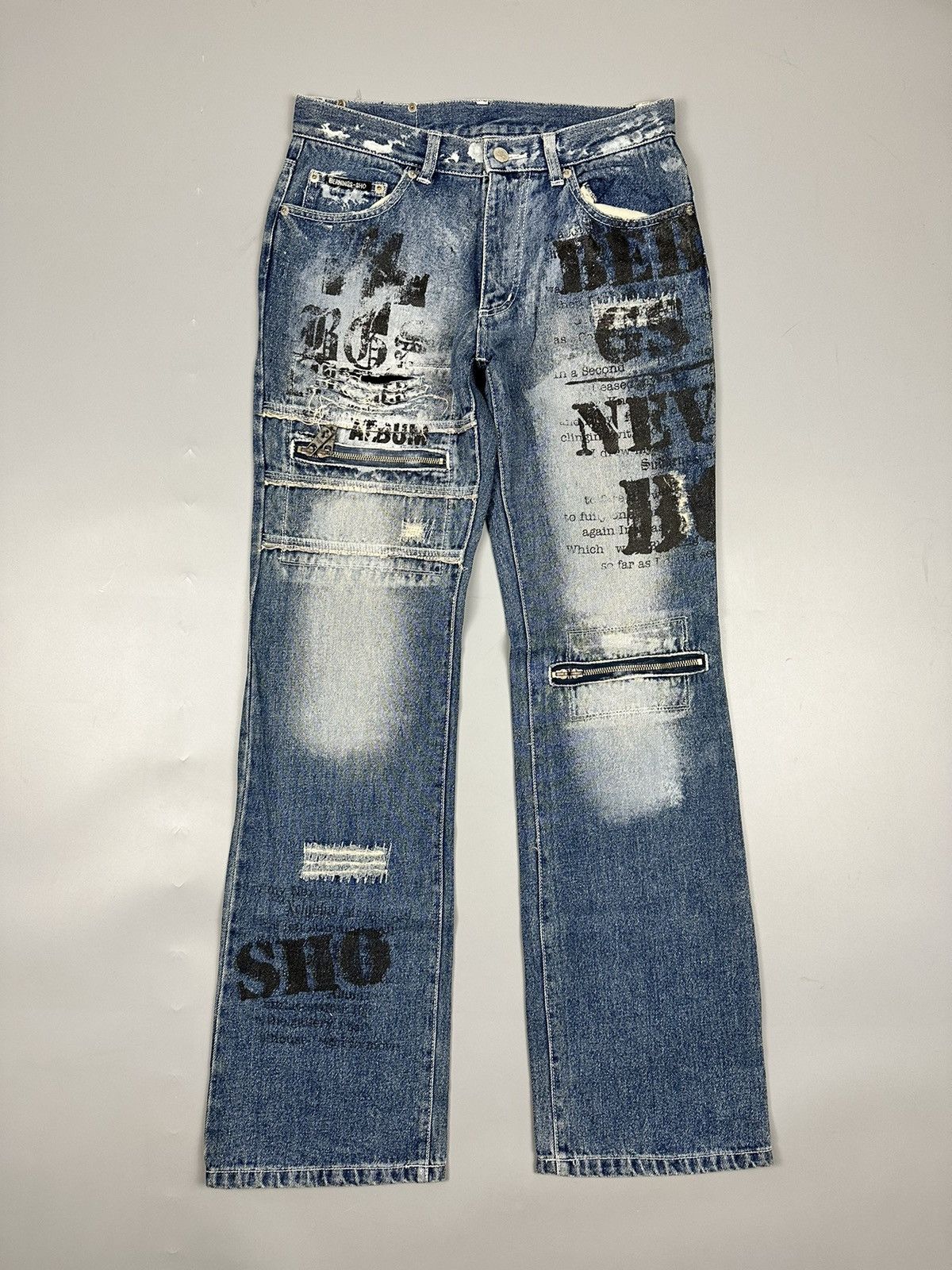 Distressed Vintage Bernings-Sho Flared Denim