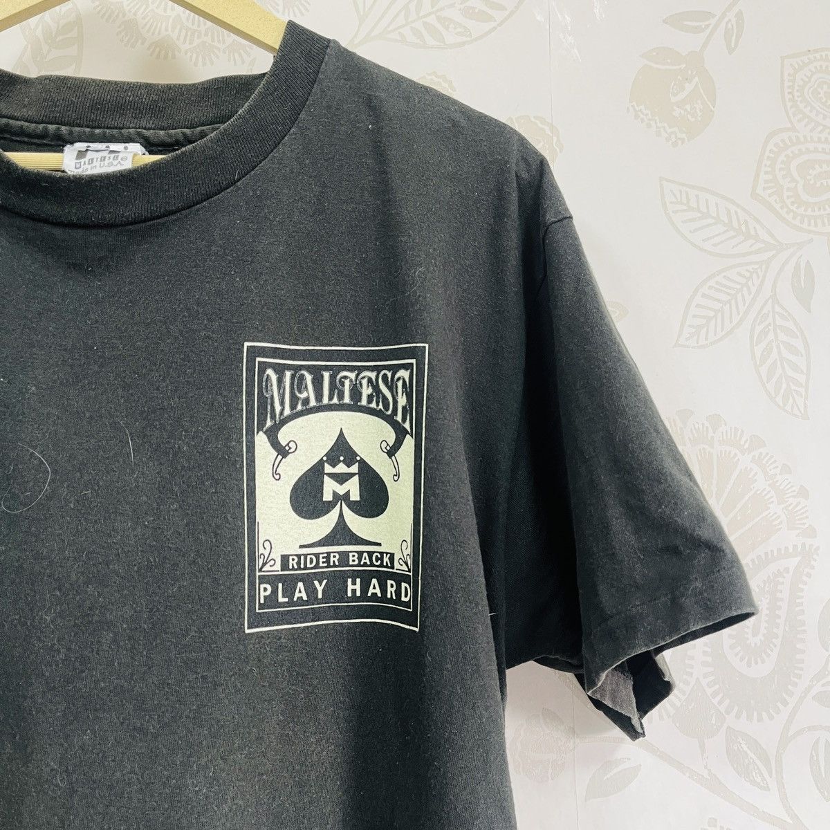 Vintage Faded Black MALTESE Rider Back Play Hard TShirt Size US L / EU 52-54 / 3 - 6 Thumbnail