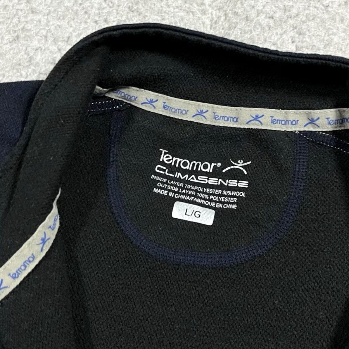 Layer 8 Terramar 1/4 Zip Mens L Base Layer Pullover Climasense Outdoor Thermal Wool Blue Shirt/Top Size US L / EU 52-54 / 3 - 5 Thumbnail