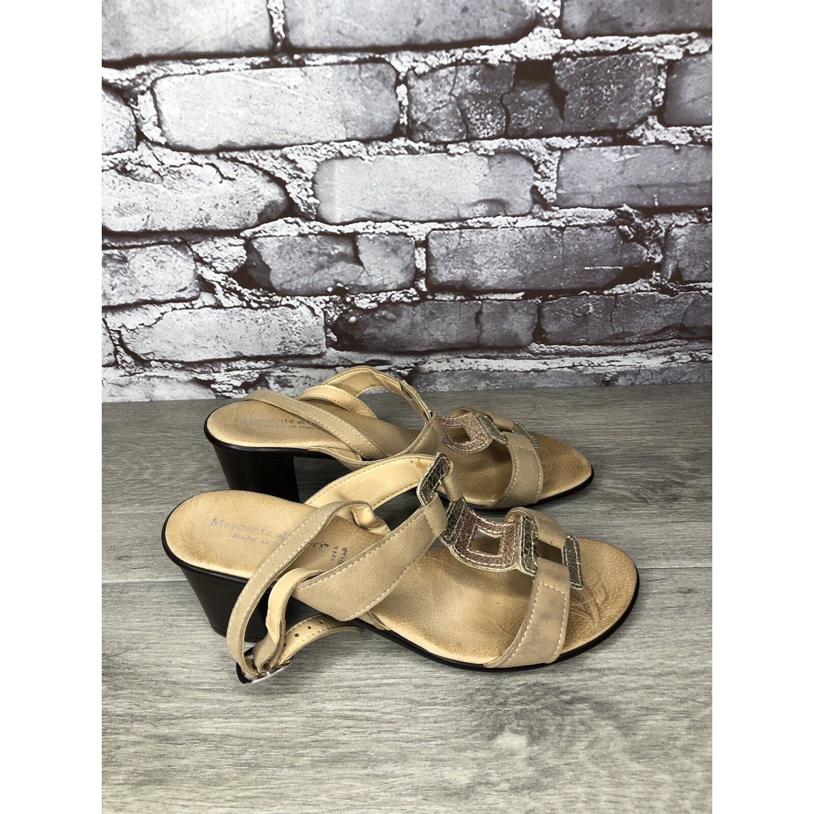 Other Mercante Di Fiori Tan Leather Ankle Strap Heel Sandals Women Size US 7.5 / IT 37.5 - 23 Thumbnail