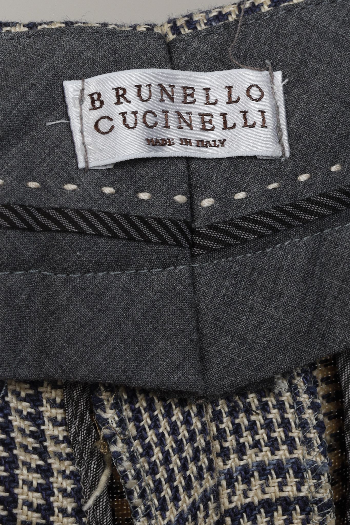 Brunello Cucinelli Brunello Cucinelli Houndstooth Linen Wide-Leg Trouser Size 32" / US 10 / IT 46 - 4 Thumbnail