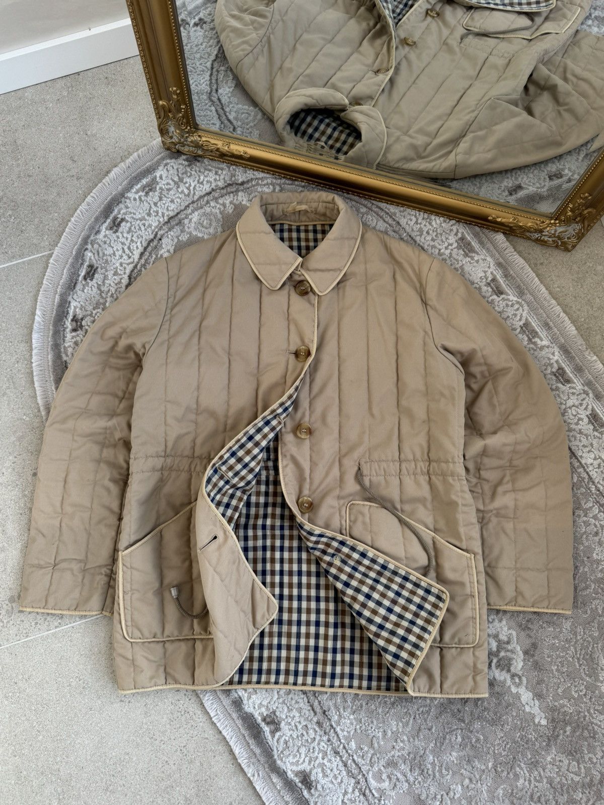 Aquascutum 90’s Aquascutum Quilted York Club Checkered Jacket Size US L / EU 52-54 / 3 - 1 Thumbnail