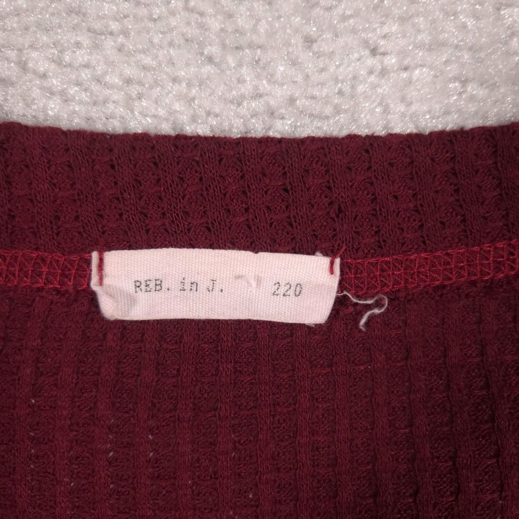Vintage REB. In J. Shirt Womens Red V Neck Waffle Thermal Knit Long Sleeve Small Size S / US 4 / IT 40 - 5 Thumbnail