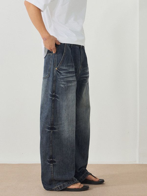 Japanese Brand Men's American distressed washed tie-dye curved jeans Size US 32 / EU 48 - 3 Thumbnail