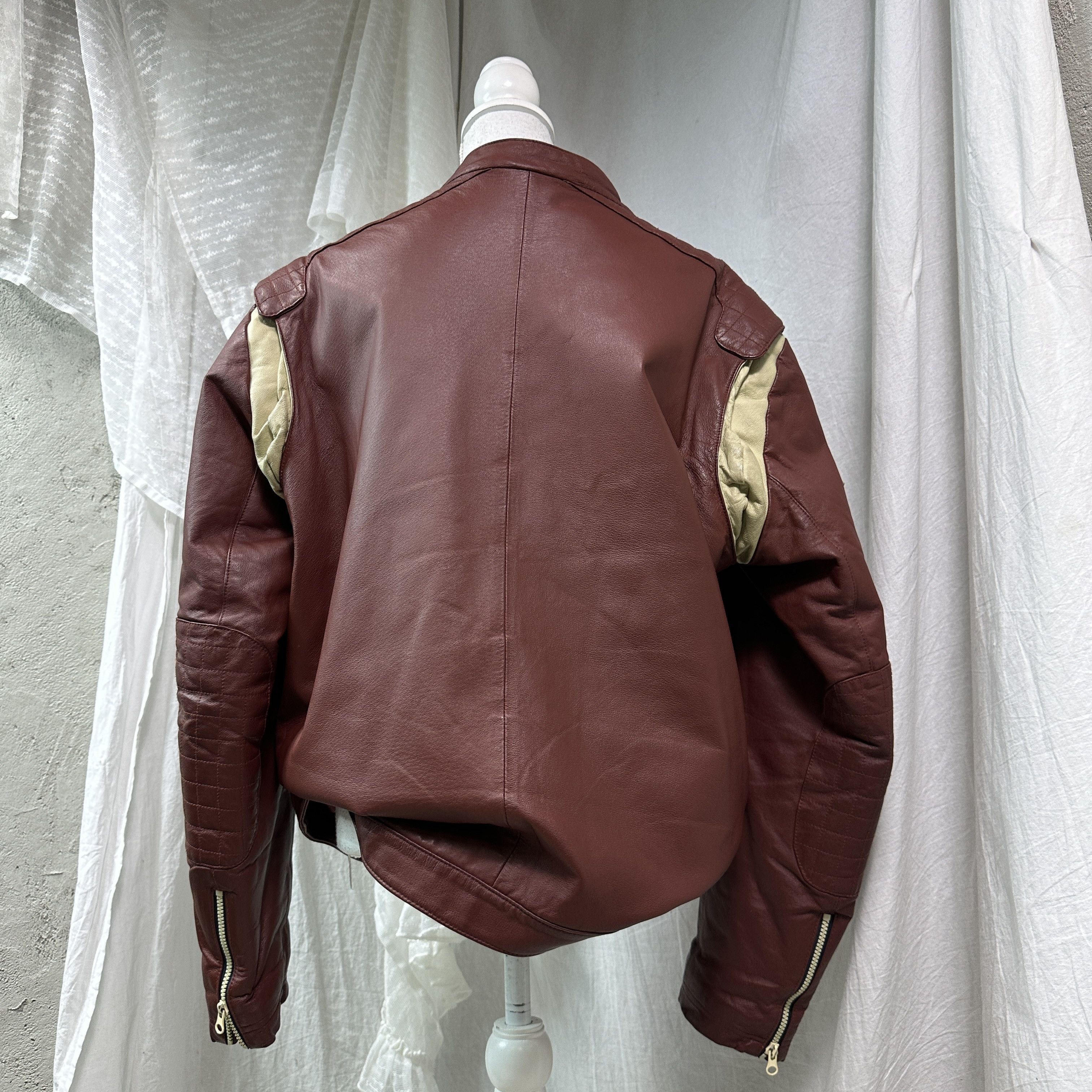 Puma Vintage Leather Biker Moto Burgundy Puma Racing Jacket 00s Size US XL / EU 56 / 4 - 5 Thumbnail