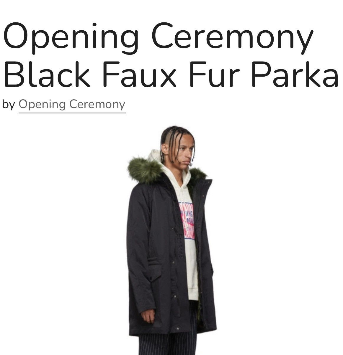 Opening Ceremony Opening Ceremony Black / Green Faux FurTrim Hood Parka Coat Size US S / EU 44-46 / 1 - 4 Thumbnail