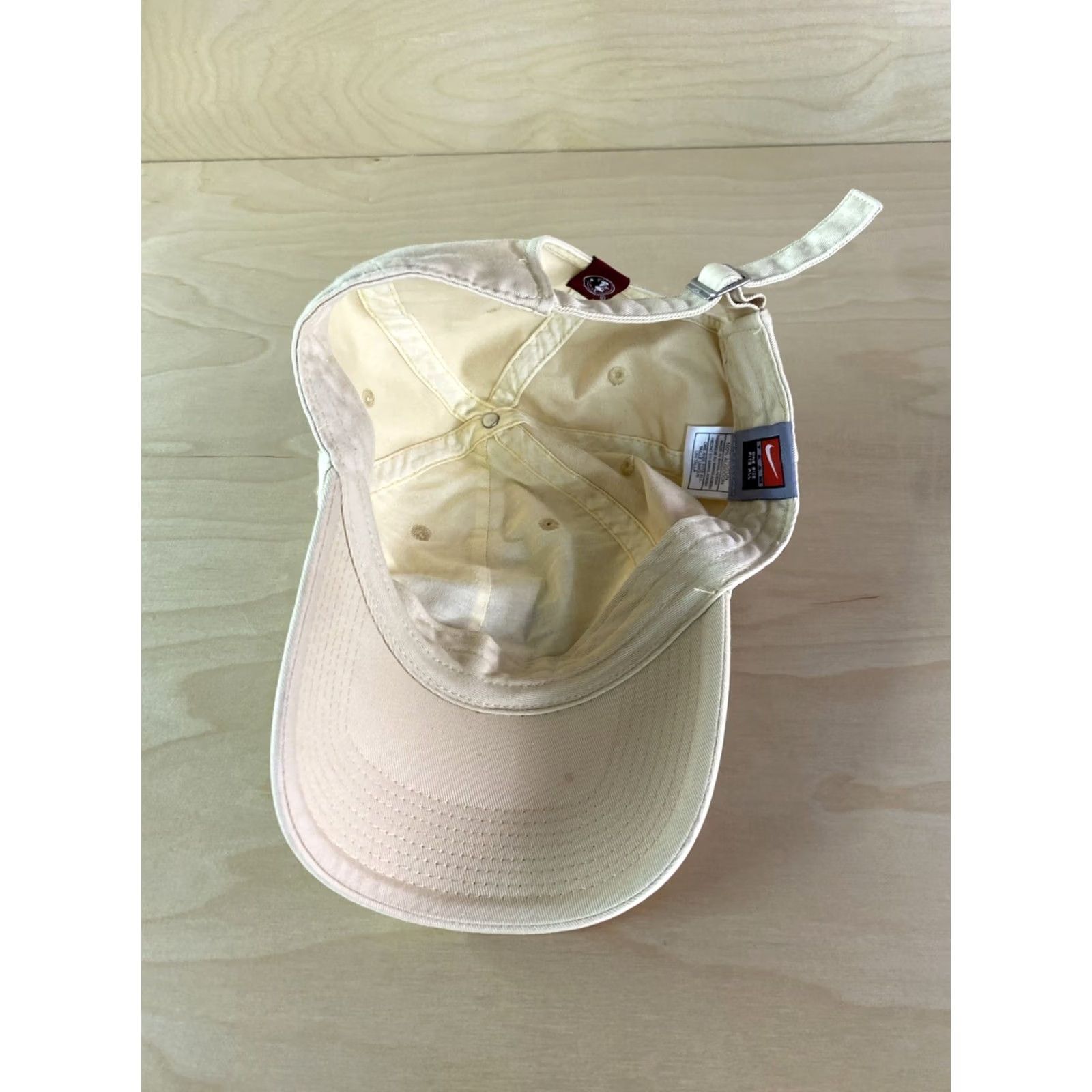 Nike VINTAGE Nike Hat Mens One Size Beige Y2K Florida State Seminoles FSU Strapback Dad Center Check Size ONE SIZE - 3 Thumbnail
